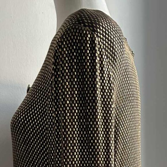 Ribkoff Trends Brown & Gold Knit Duster Jacket with Loop-Neck Button – US 10 - Picture 5 of 10